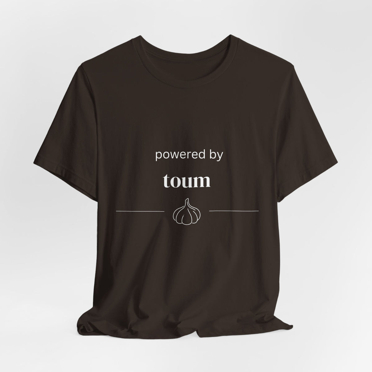 Powered by Toum – Funny Lebanese Garlic T-Shirt  | Lebanese Unisex Tee