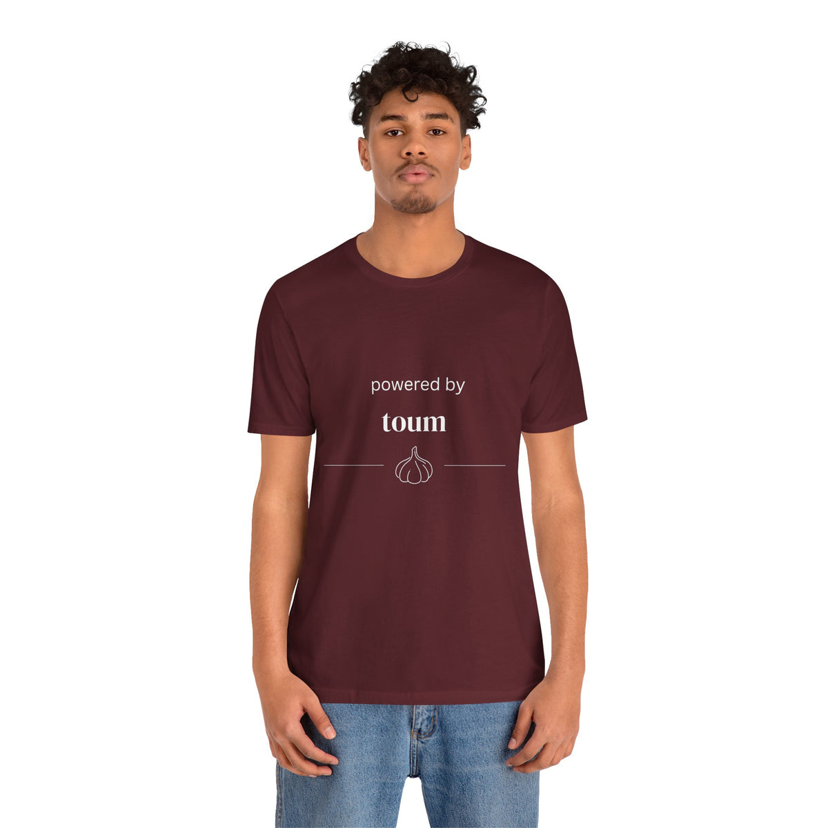 Powered by Toum – Funny Lebanese Garlic T-Shirt  | Lebanese Unisex Tee