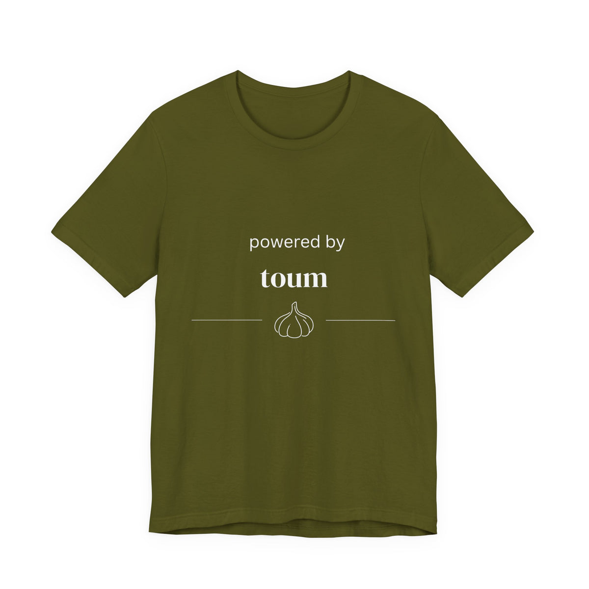 Powered by Toum – Funny Lebanese Garlic T-Shirt  | Lebanese Unisex Tee