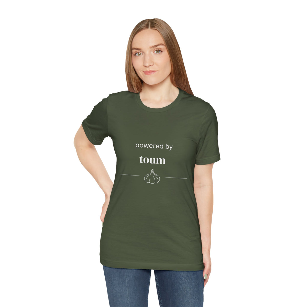 Powered by Toum – Funny Lebanese Garlic T-Shirt  | Lebanese Unisex Tee