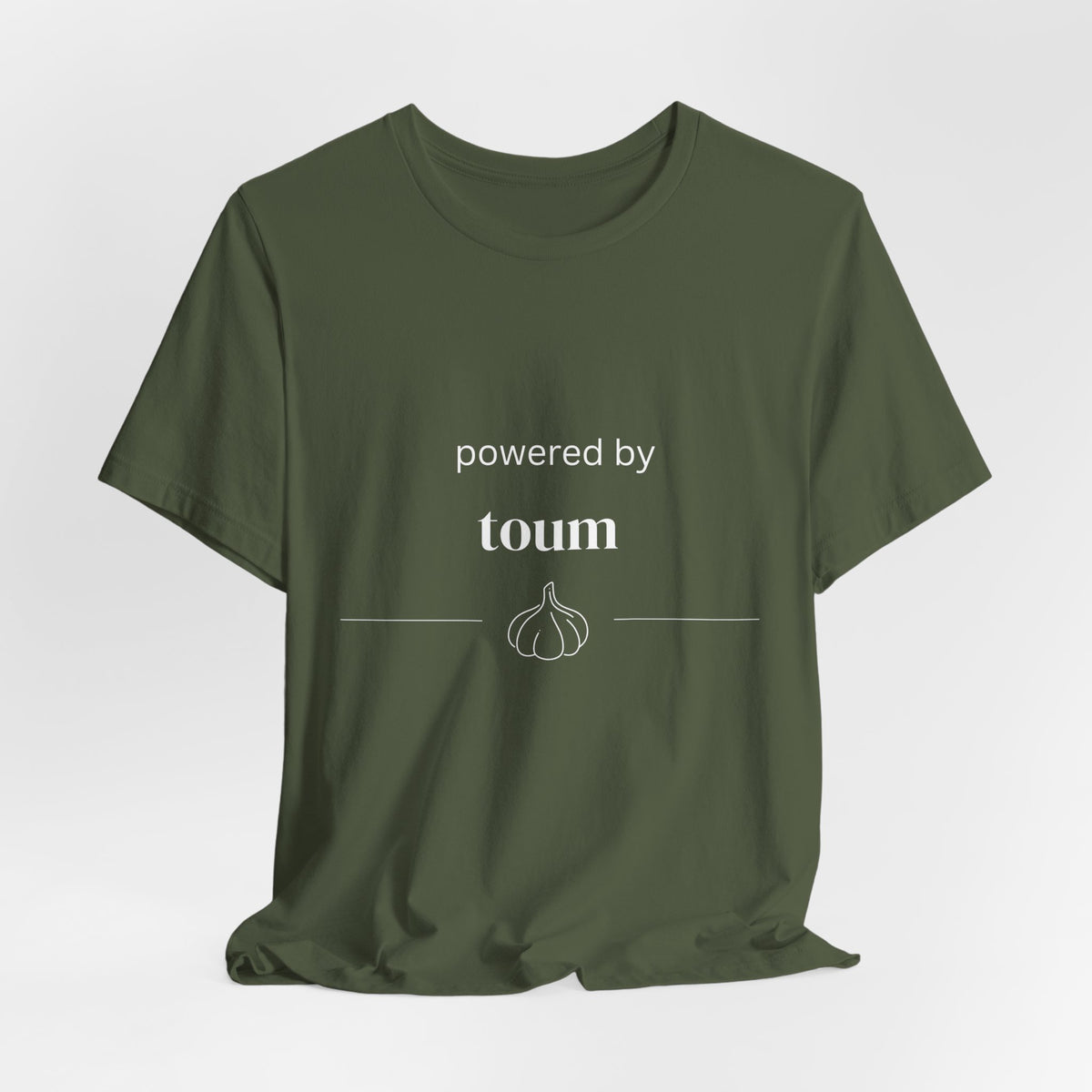 Powered by Toum – Funny Lebanese Garlic T-Shirt  | Lebanese Unisex Tee