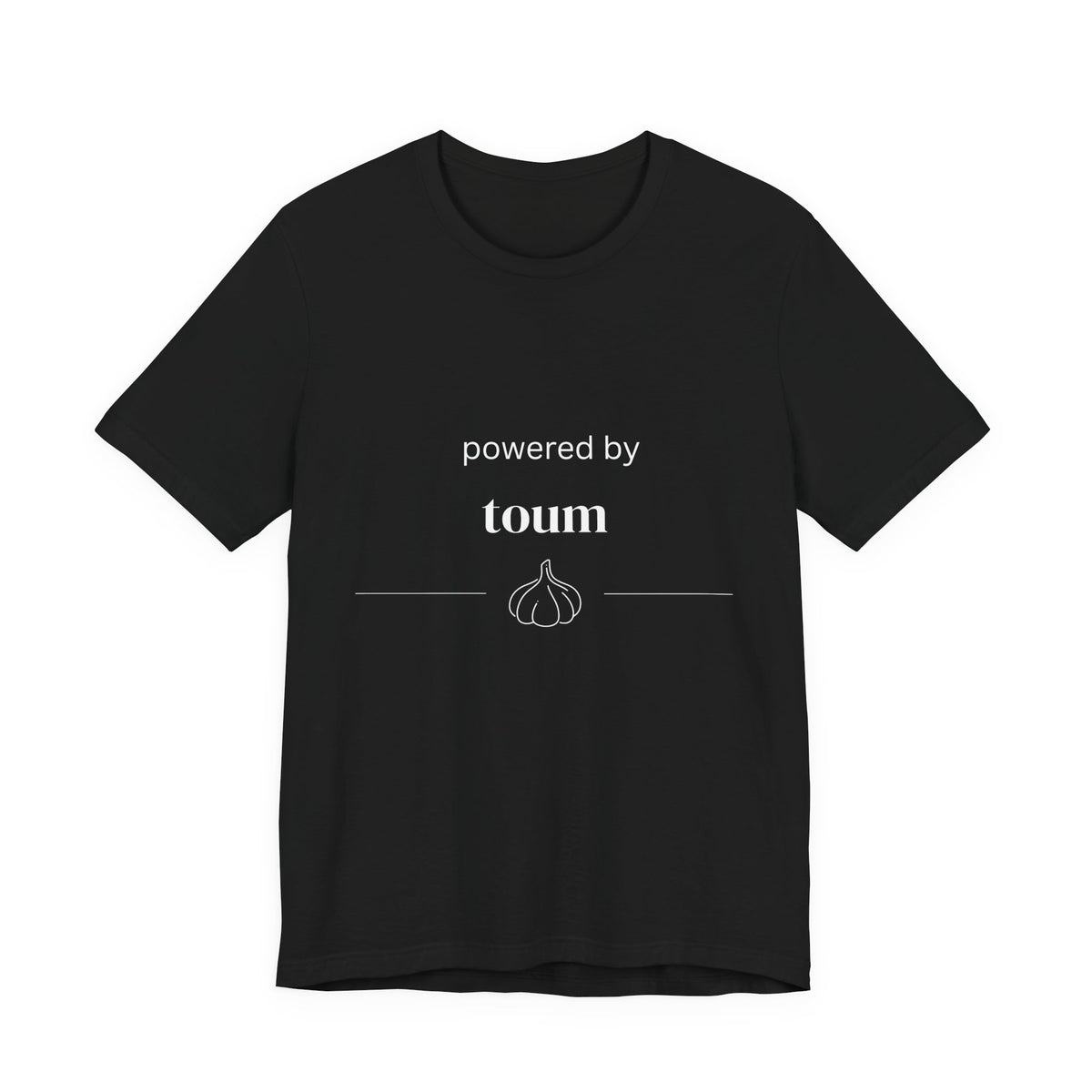 Powered by Toum – Funny Lebanese Garlic T-Shirt  | Lebanese Unisex Tee