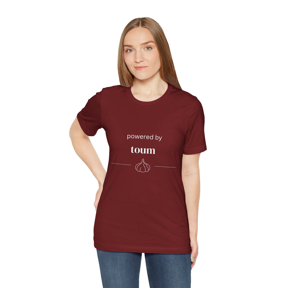 Powered by Toum – Funny Lebanese Garlic T-Shirt  | Lebanese Unisex Tee