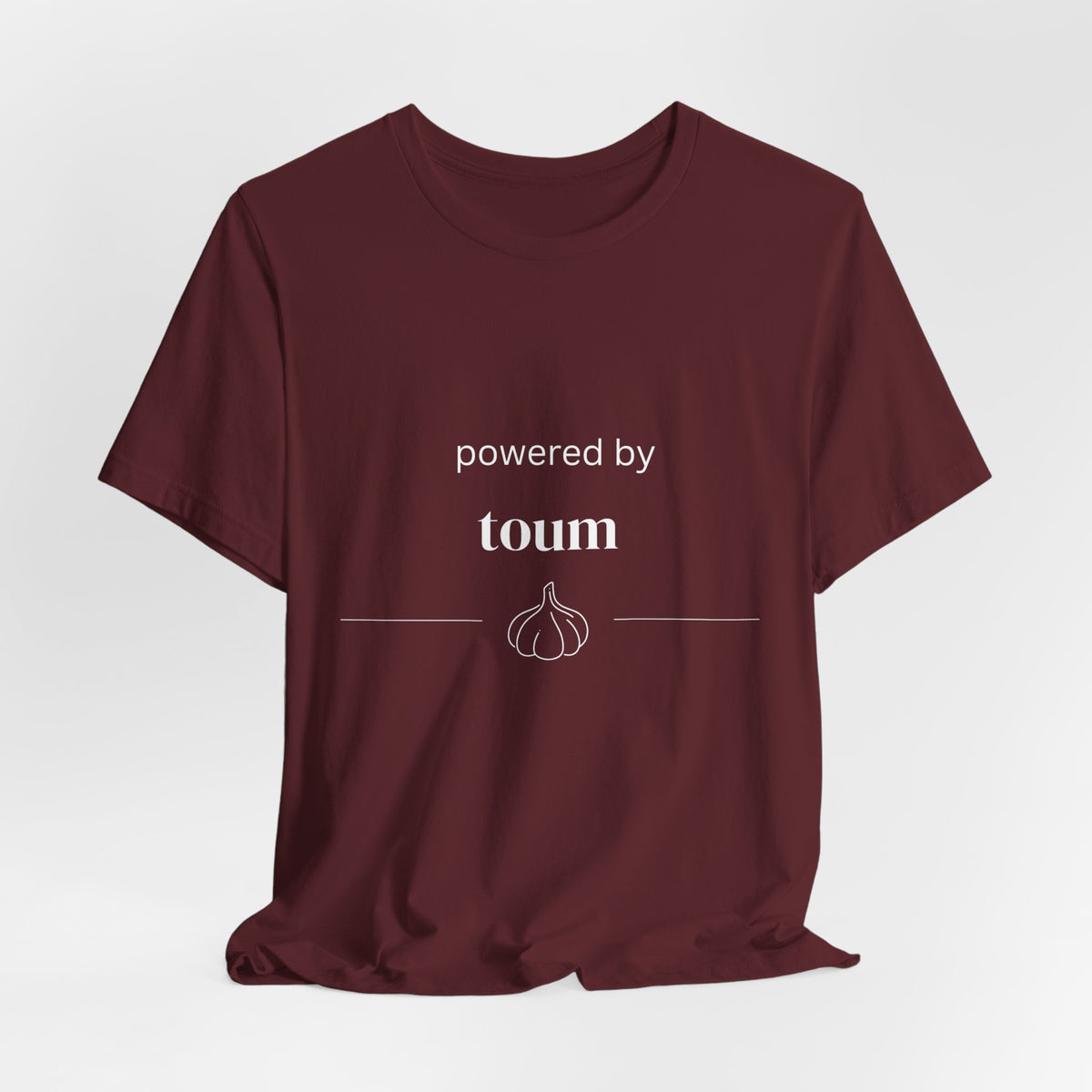 Powered by Toum – Funny Lebanese Garlic T-Shirt  | Lebanese Unisex Tee