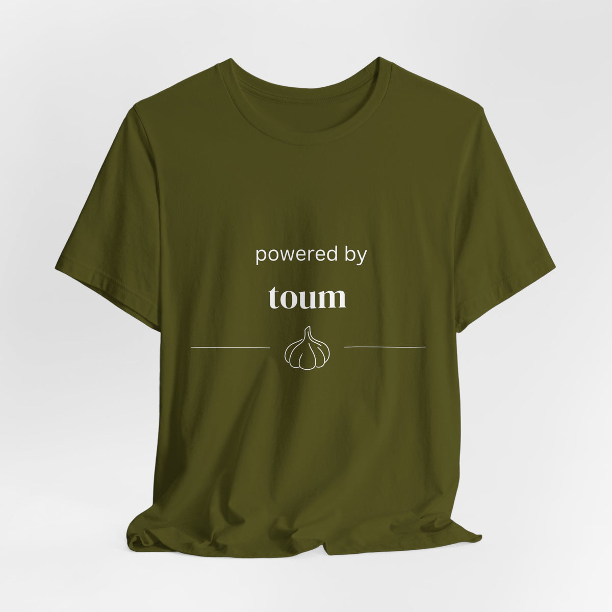 Powered by Toum – Funny Lebanese Garlic T-Shirt  | Lebanese Unisex Tee