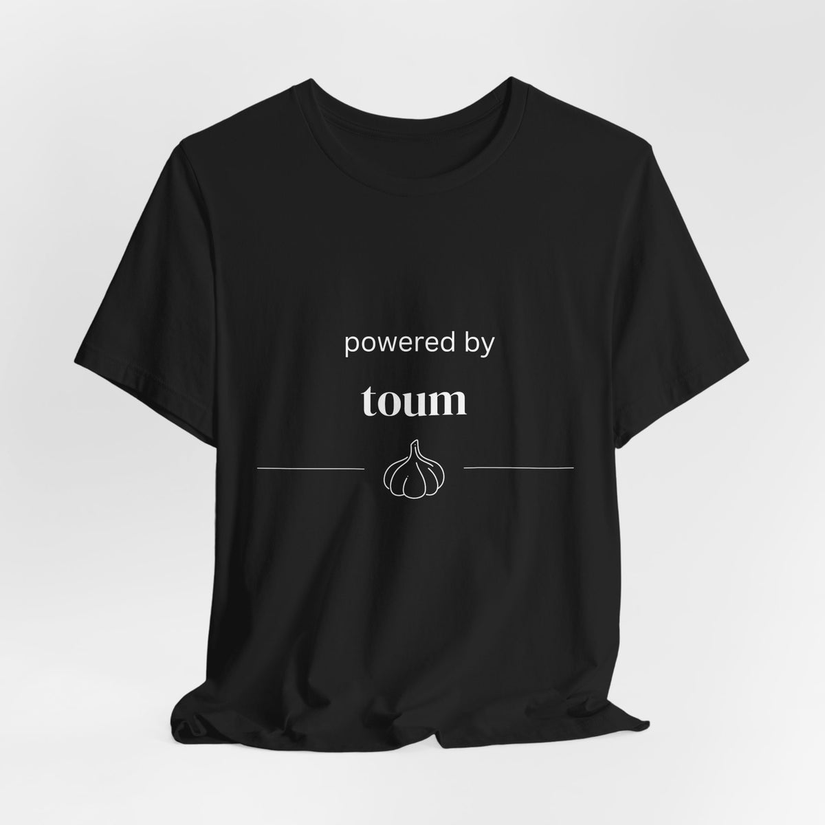 Powered by Toum – Funny Lebanese Garlic T-Shirt  | Lebanese Unisex Tee