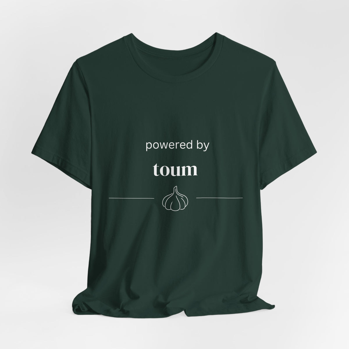 Powered by Toum – Funny Lebanese Garlic T-Shirt  | Lebanese Unisex Tee
