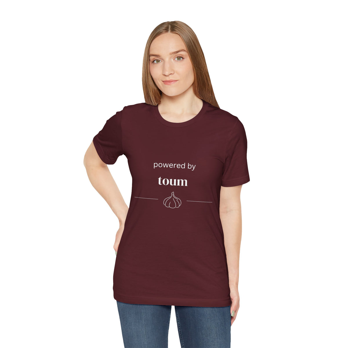 Powered by Toum – Funny Lebanese Garlic T-Shirt  | Lebanese Unisex Tee