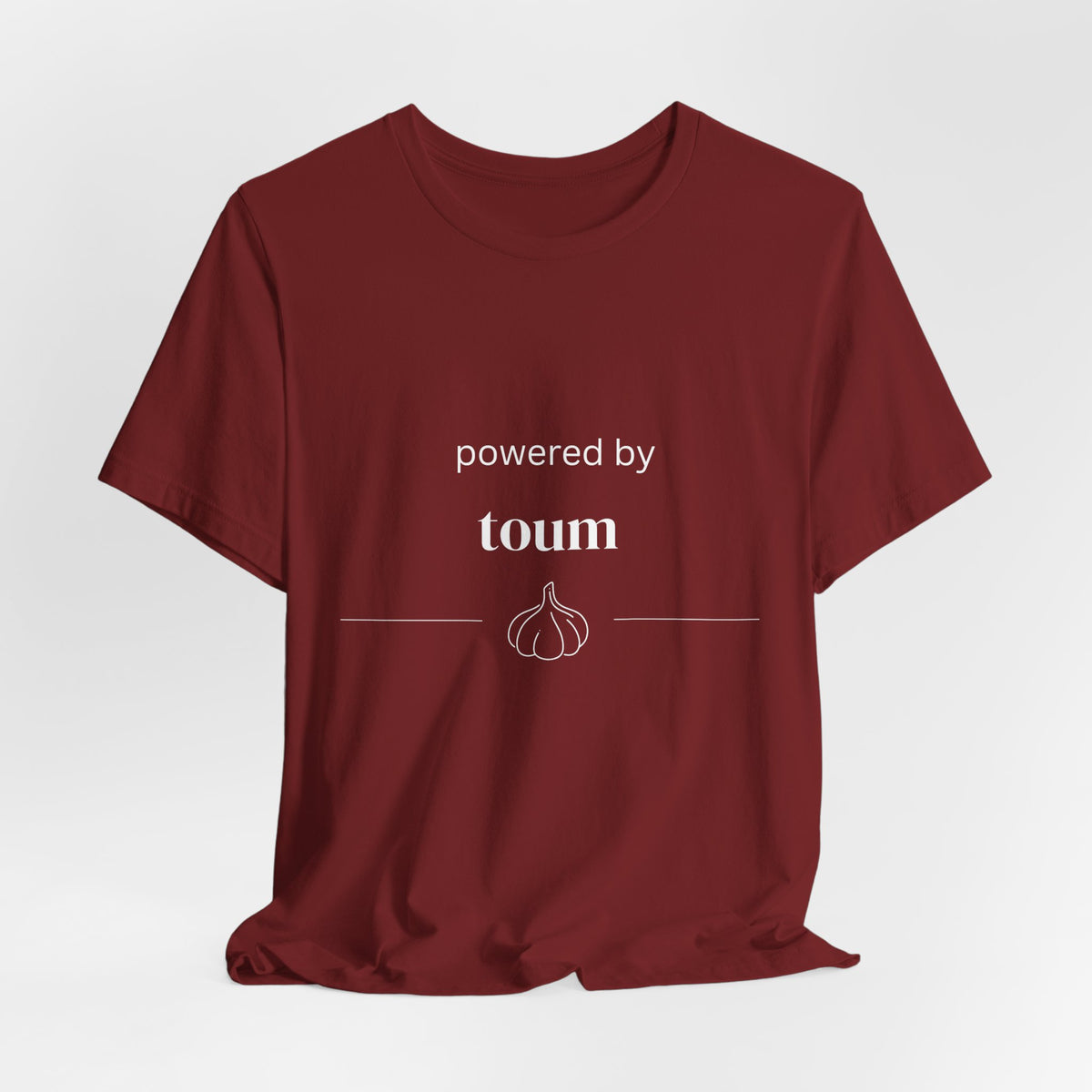Powered by Toum – Funny Lebanese Garlic T-Shirt  | Lebanese Unisex Tee