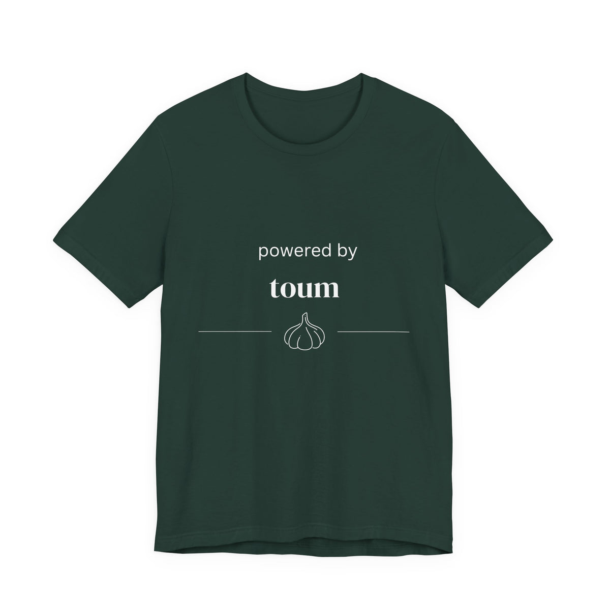 Powered by Toum – Funny Lebanese Garlic T-Shirt  | Lebanese Unisex Tee