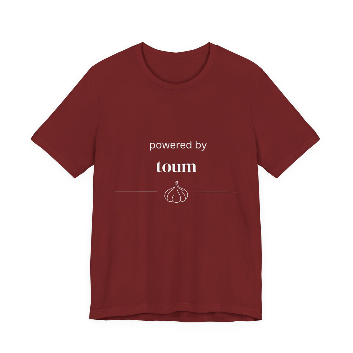 Powered by Toum – Funny Lebanese Garlic T-Shirt  | Lebanese Unisex Tee