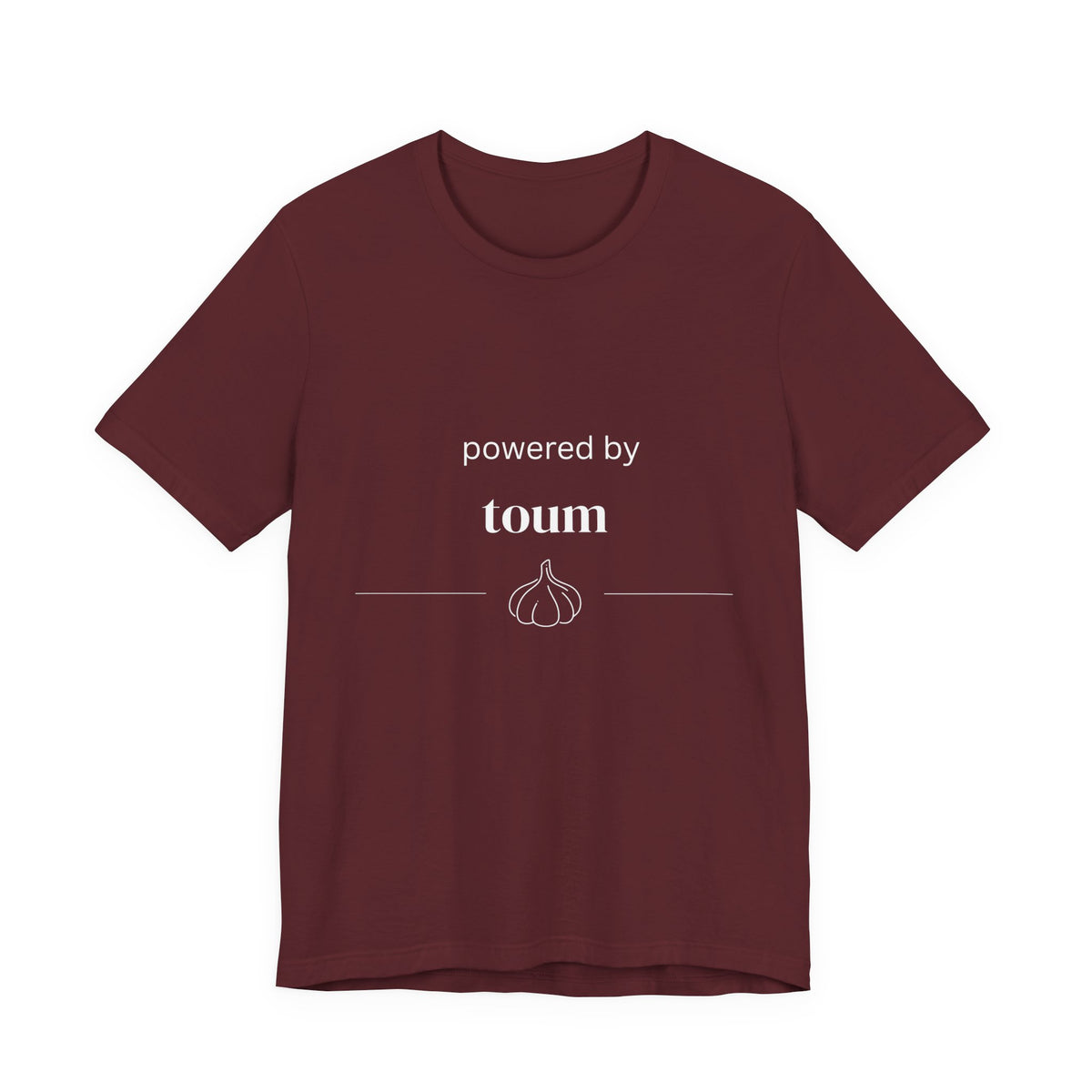 Powered by Toum – Funny Lebanese Garlic T-Shirt  | Lebanese Unisex Tee