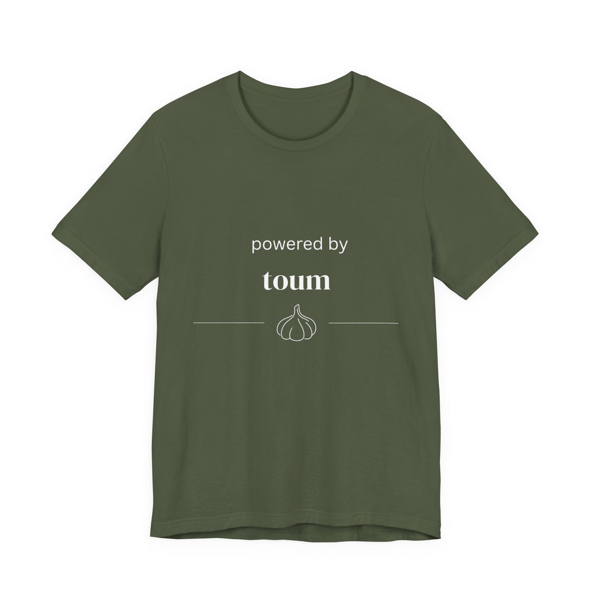Powered by Toum – Funny Lebanese Garlic T-Shirt  | Lebanese Unisex Tee